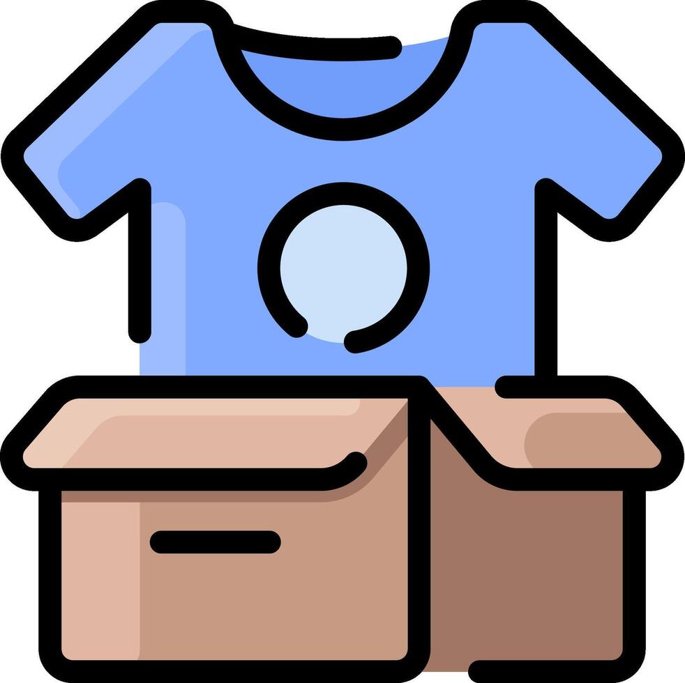 A blue t - shirt and a box with a blue circle vector