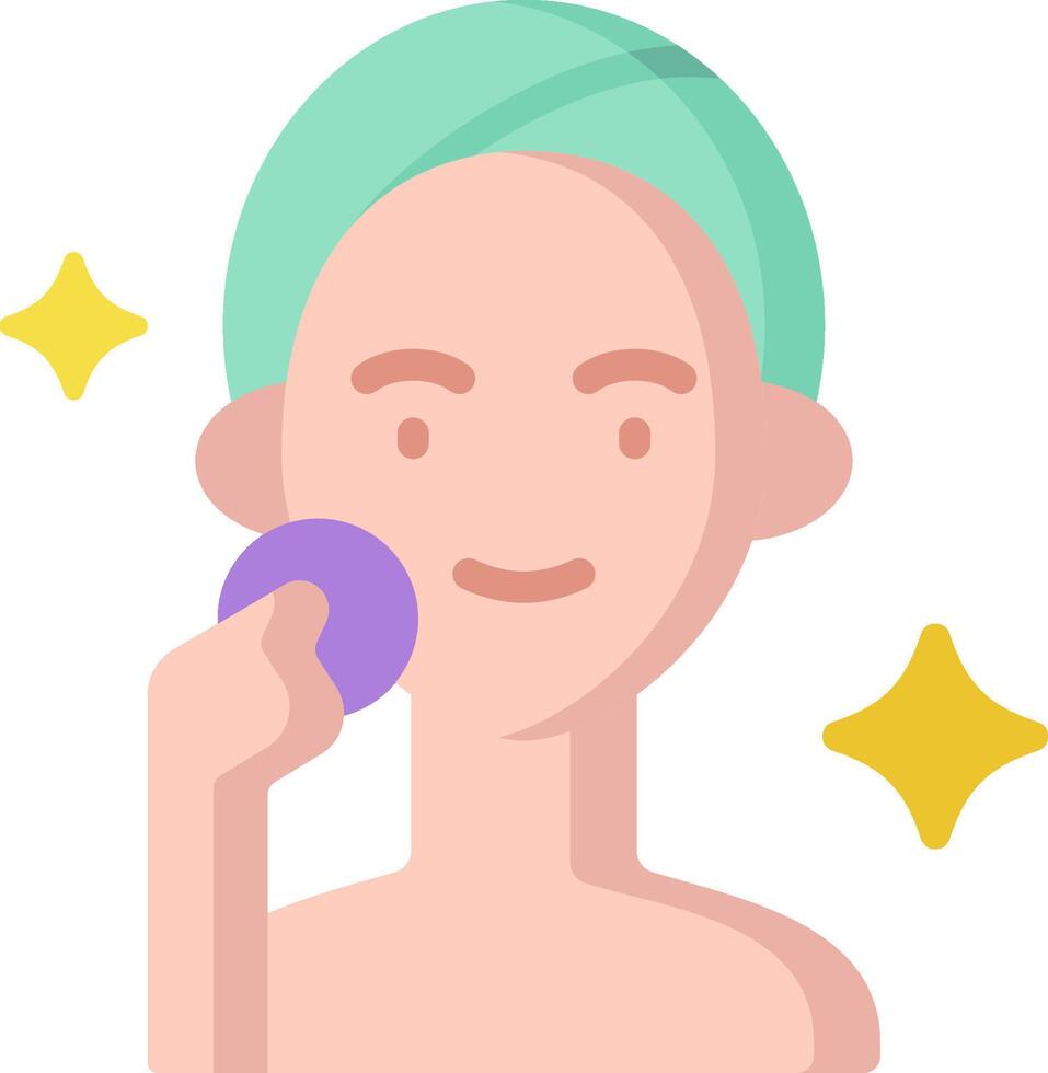 A woman with a towel on her head is brushing her teeth vector