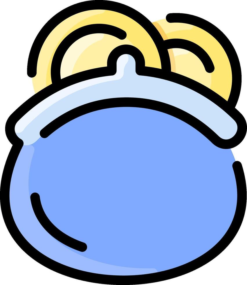 A blue purse with coins in it vector