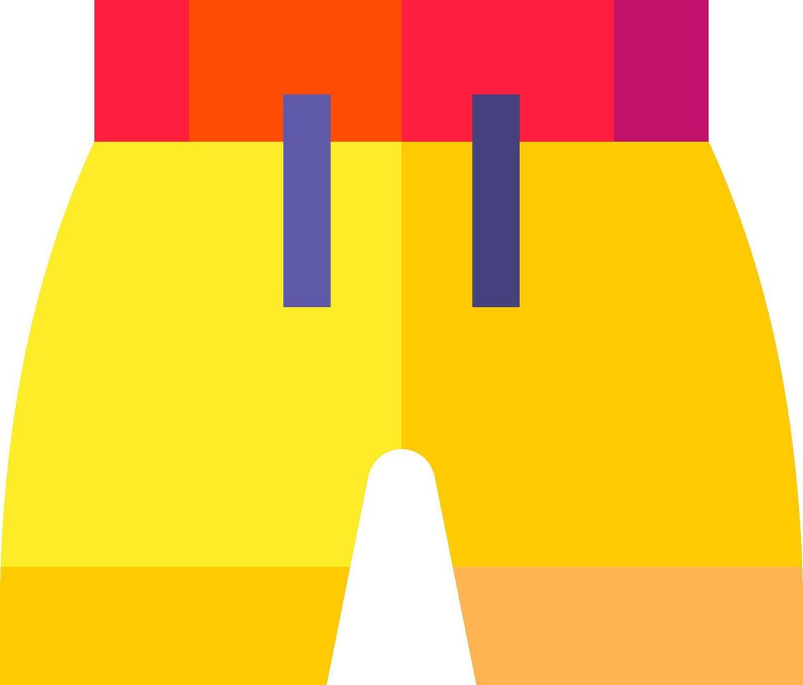 A pair of shorts with a red and yellow color scheme vector