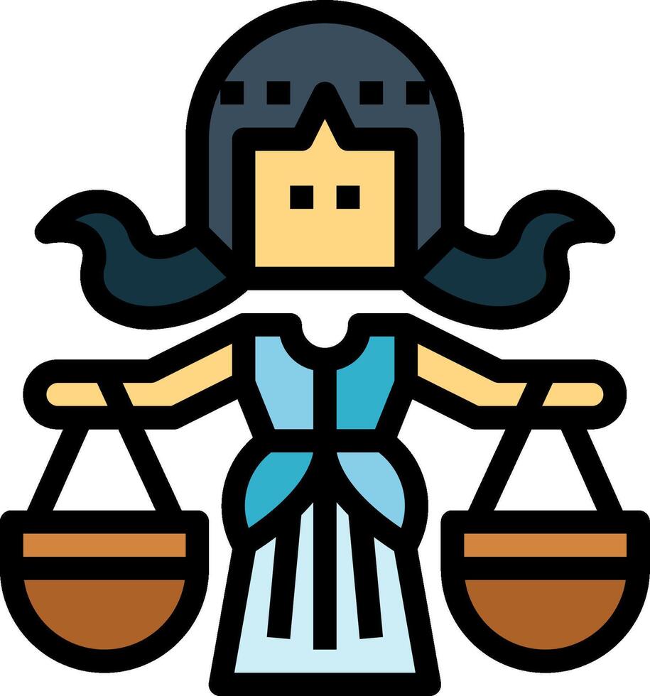 A woman holding two baskets with scales on her shoulders vector