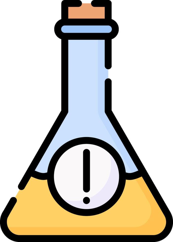 A chemical flask with a warning sign on it vector