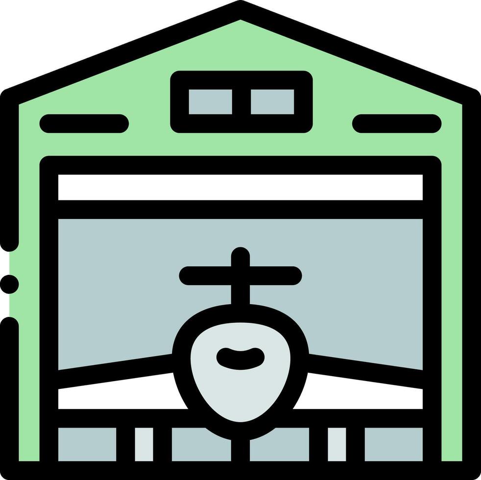 A plane is sitting inside a garage vector