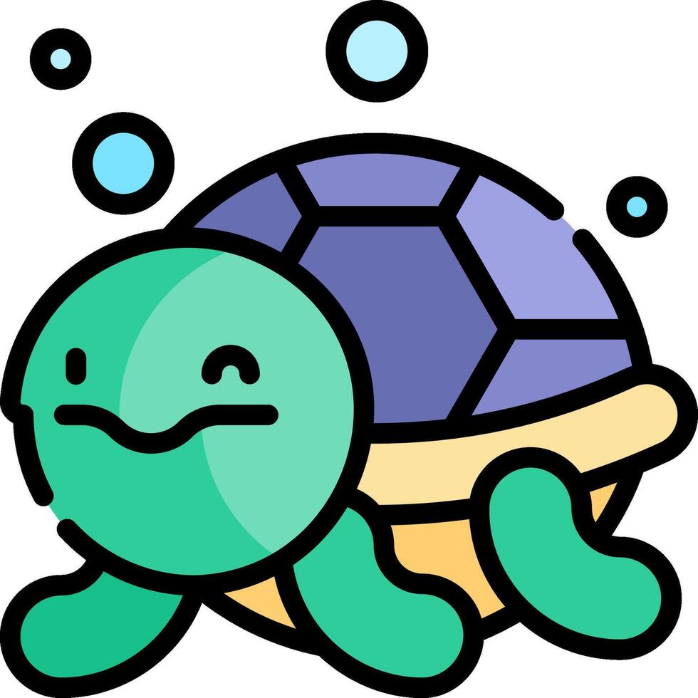 A cartoon turtle with bubbles around it vector
