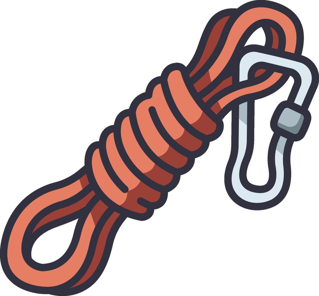 A rope with a hook and carabine vector