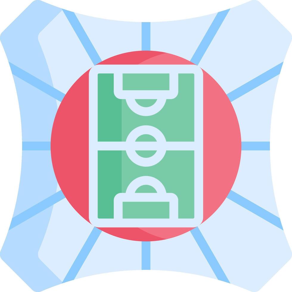 A soccer field with a red and green ball vector