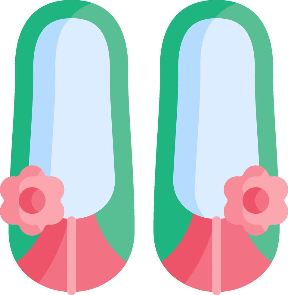 A pair of green and pink shoes with flowers on them vector