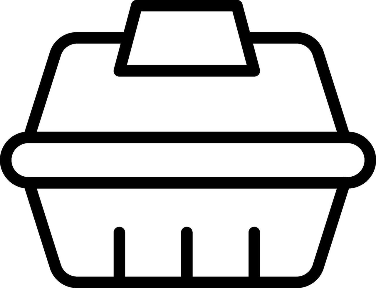 A black and white icon of a basket vector