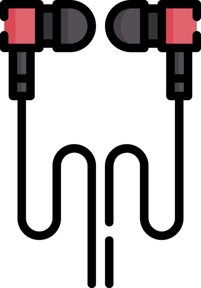A pair of earphones with a red cord vector