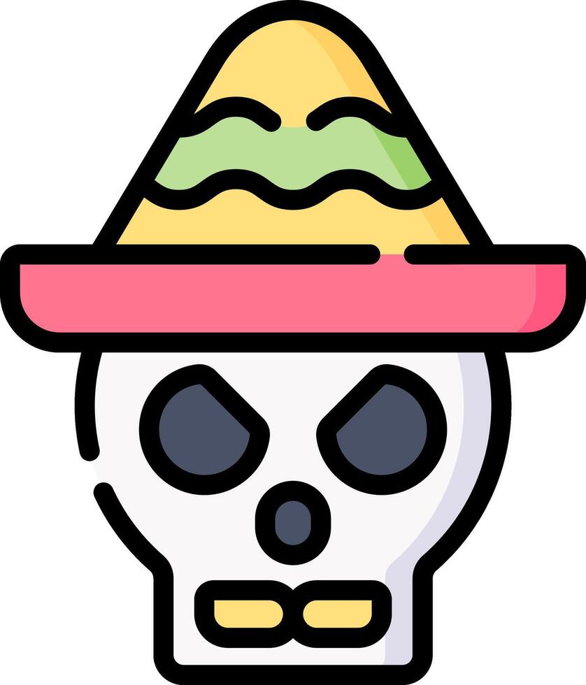 Mexican skull with hat icon vector