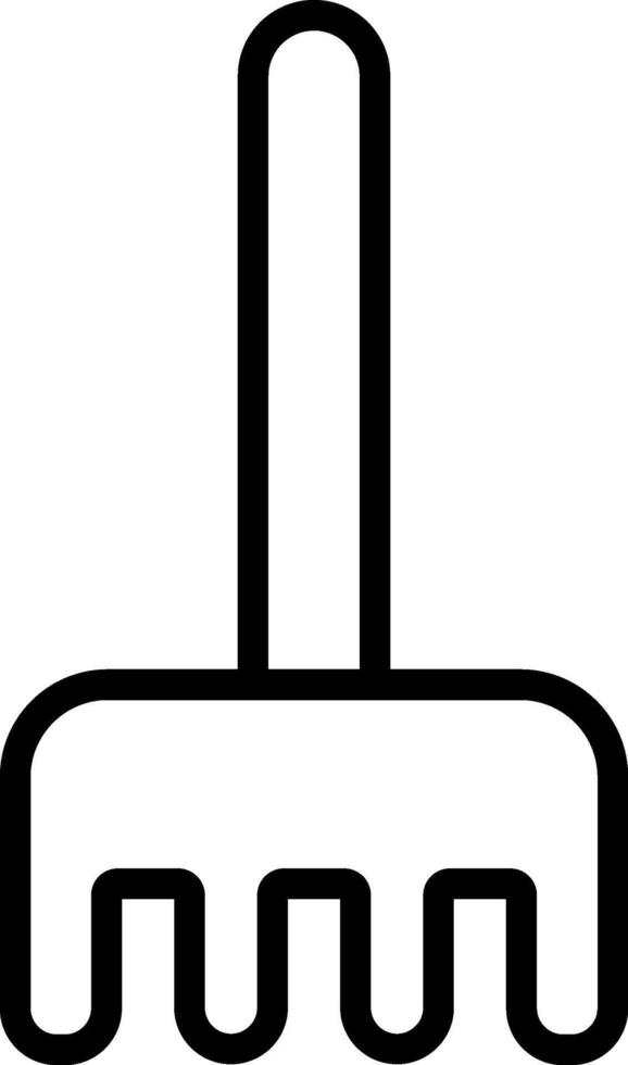 A black and white icon of a rake vector