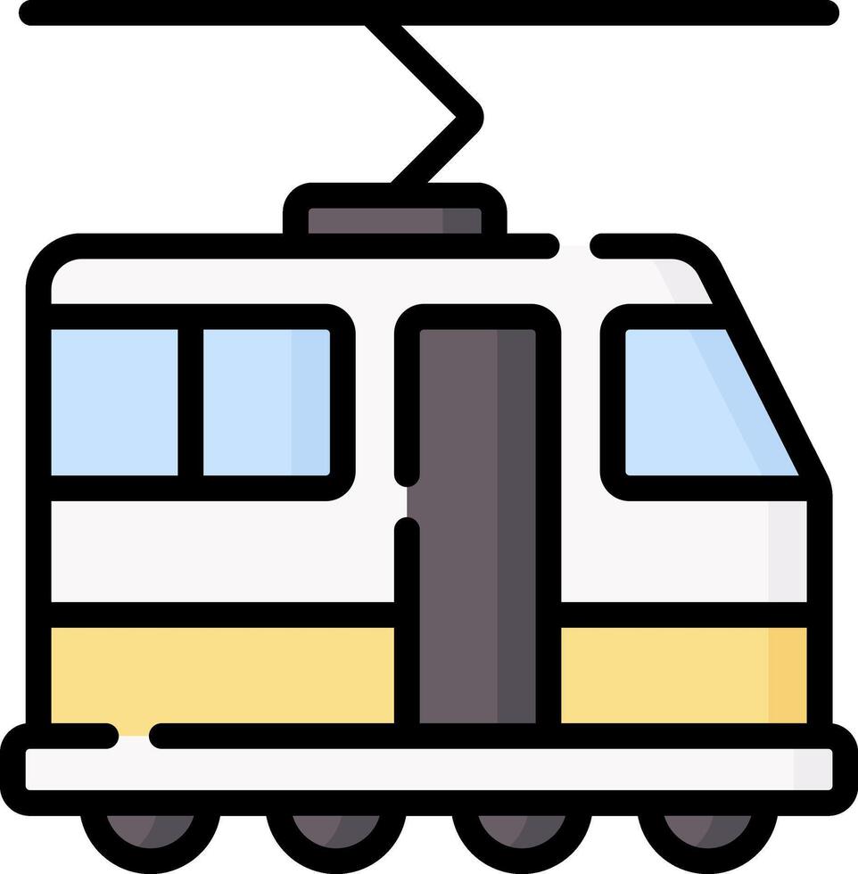 A train icon with a yellow and white stripe vector