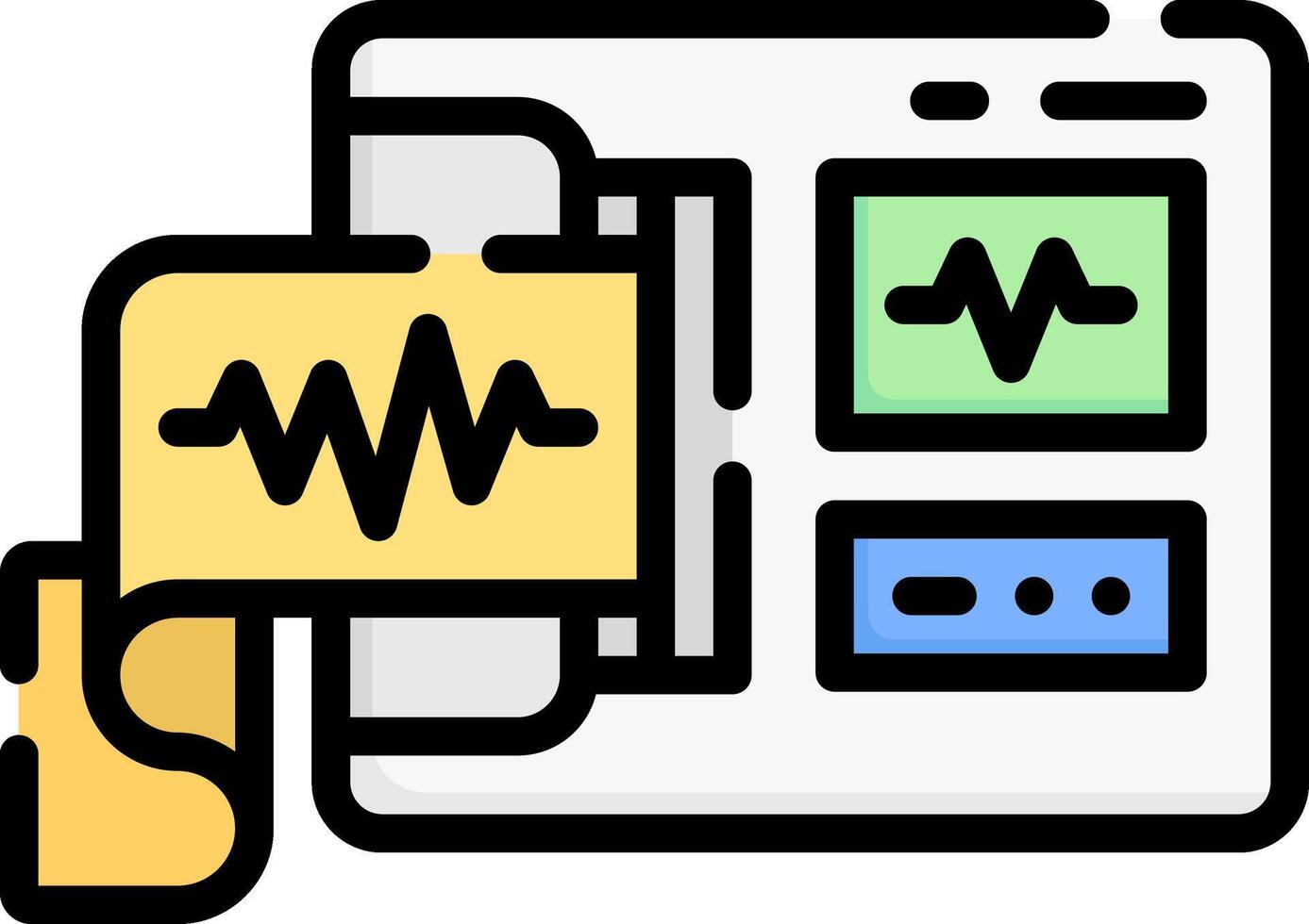A computer with a wave symbol on it vector