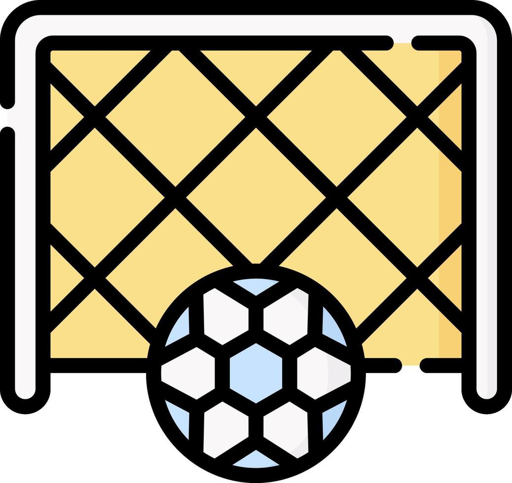 A soccer goal with a ball on top vector
