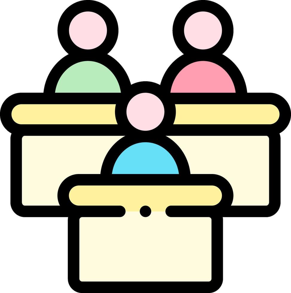 People sitting at a table with a box on top vector