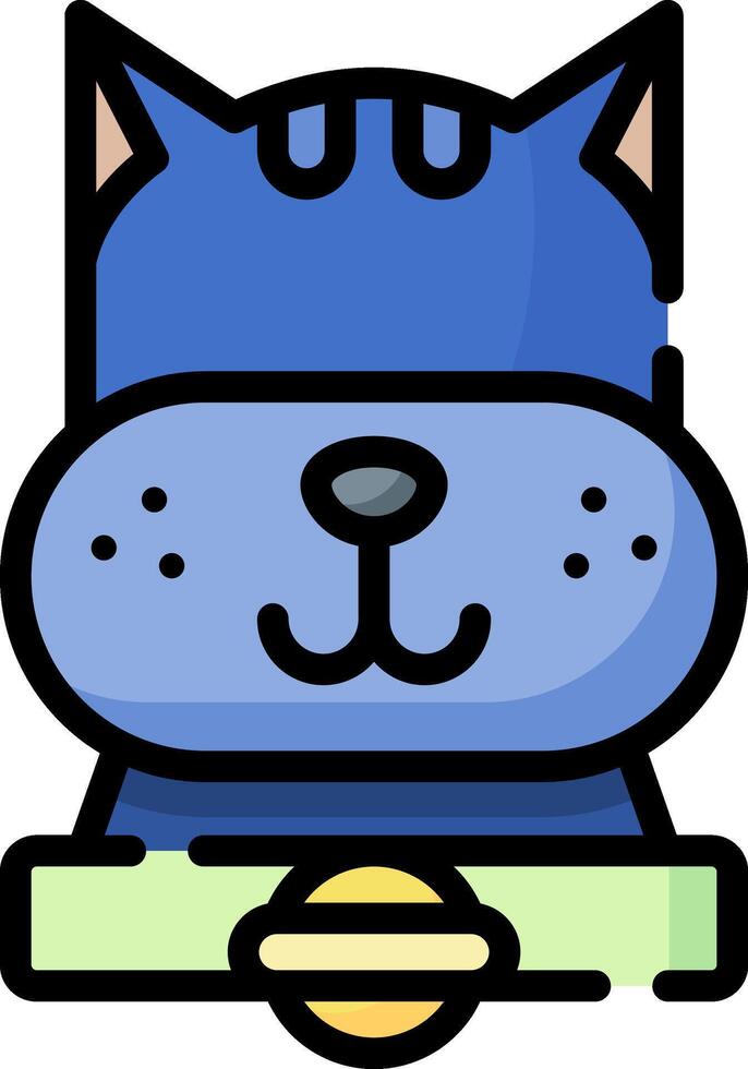 A cartoon blue cat with a yellow collar vector