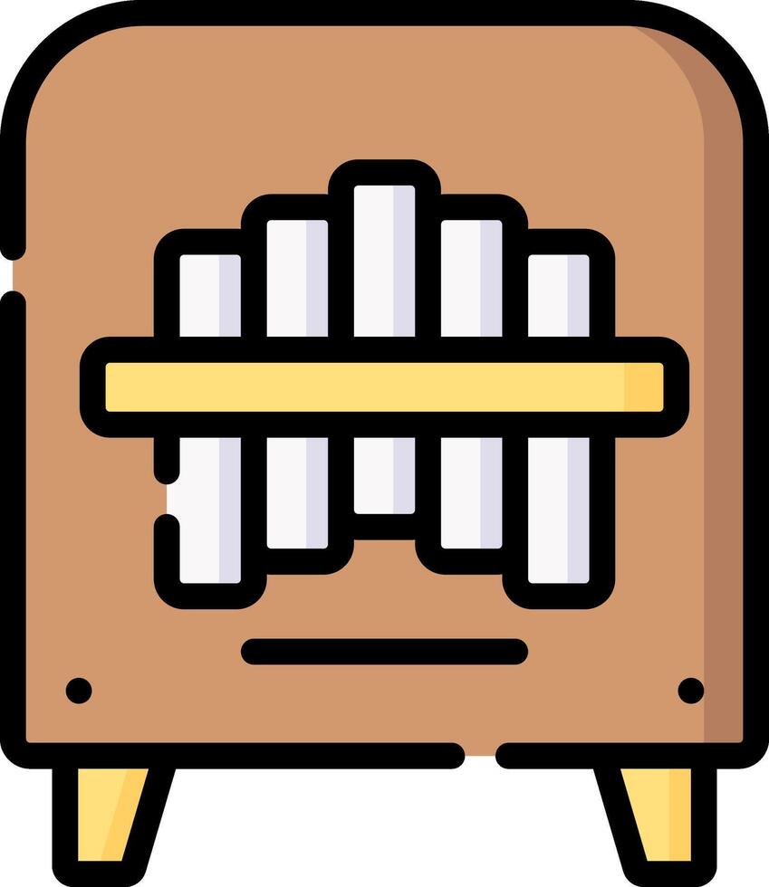 An icon of a wooden box with a bunch of pipes vector