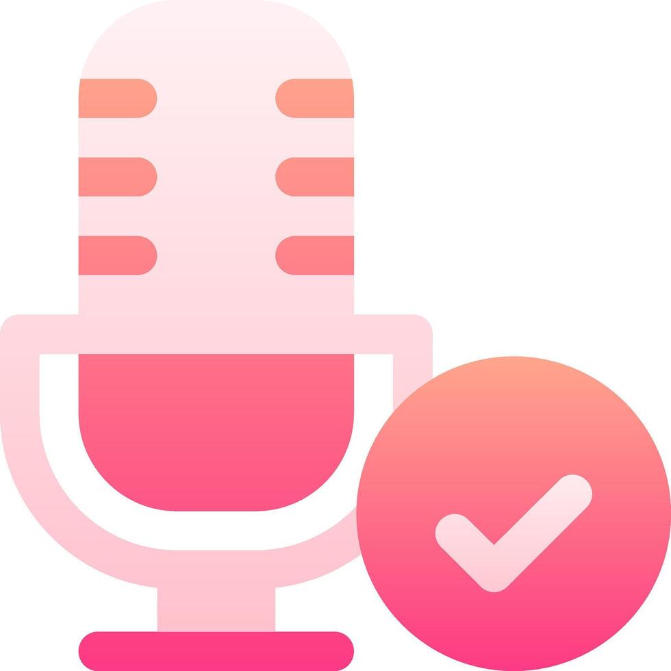 A microphone with a tick and a pink check mark vector