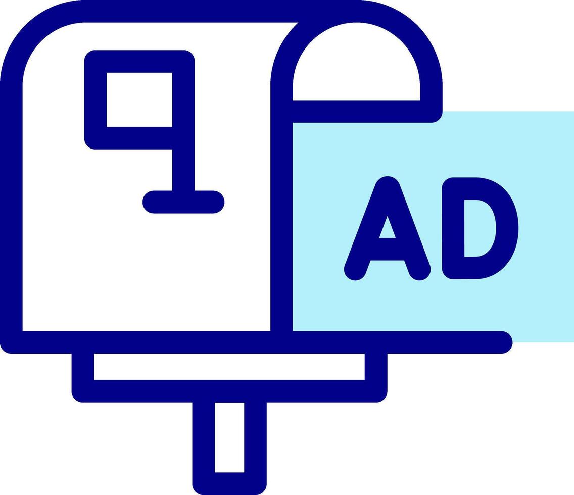 A blue mailbox with the word ad on it vector