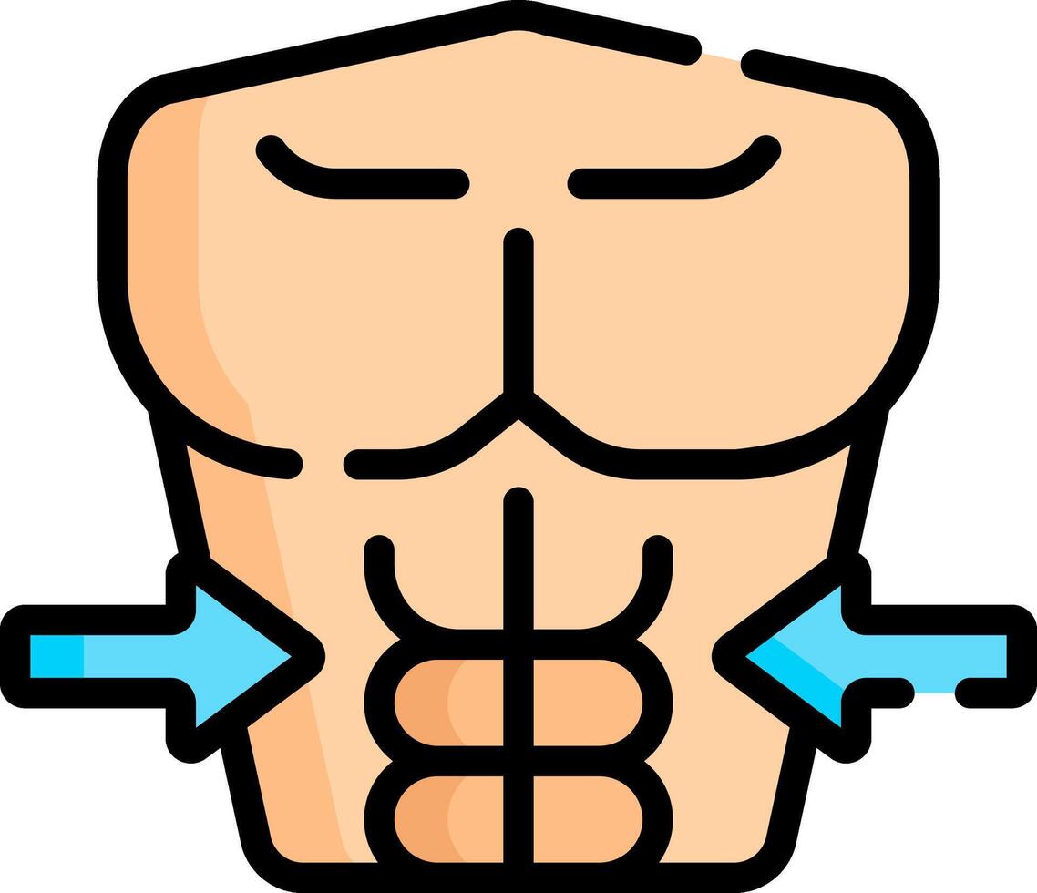 A cartoon man with a chest and stomach vector