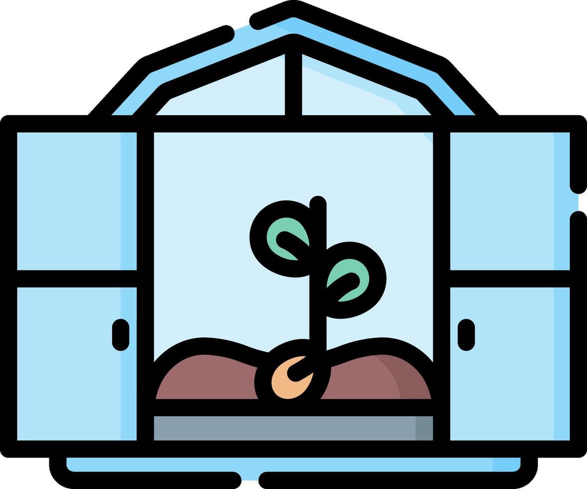 A plant growing inside a greenhouse vector
