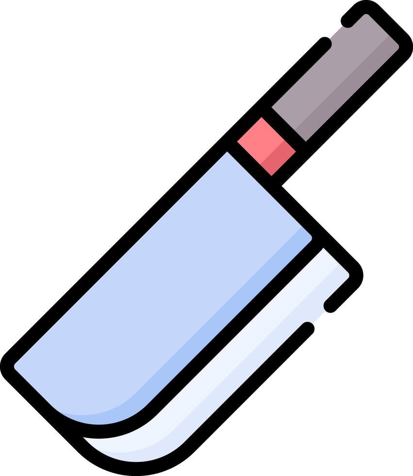 A knife with a red handle on a white background vector