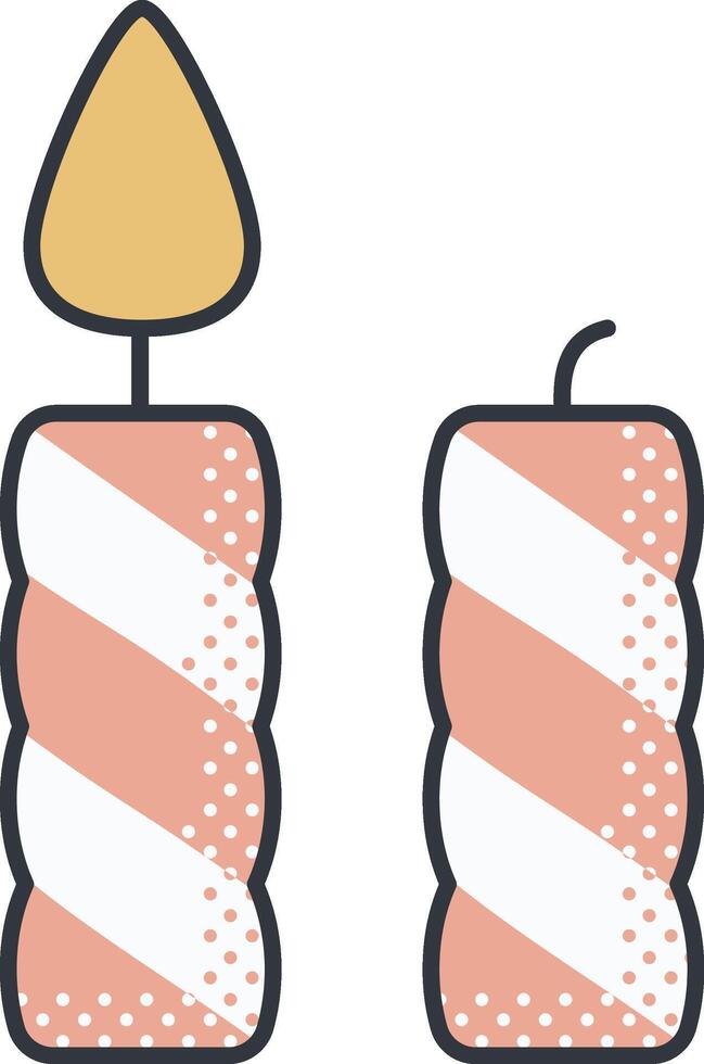 Two candles with a yellow candle in the middle vector