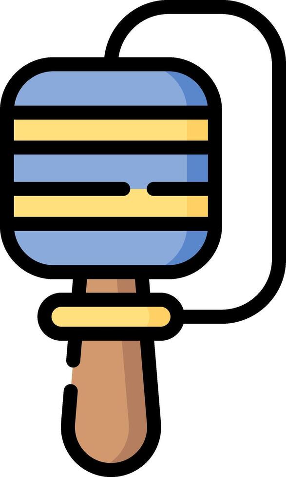 A blue and yellow hammer with a handle vector