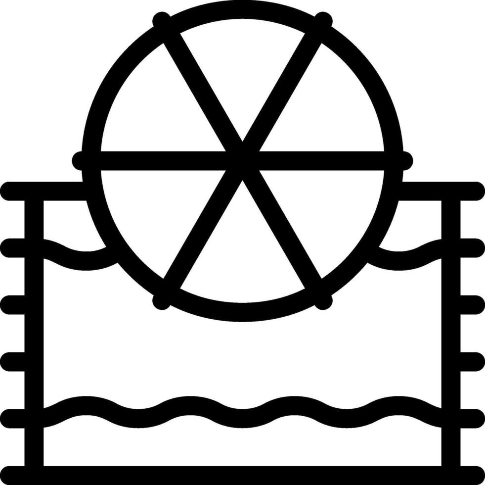 A black and white icon of a wheel in the water vector