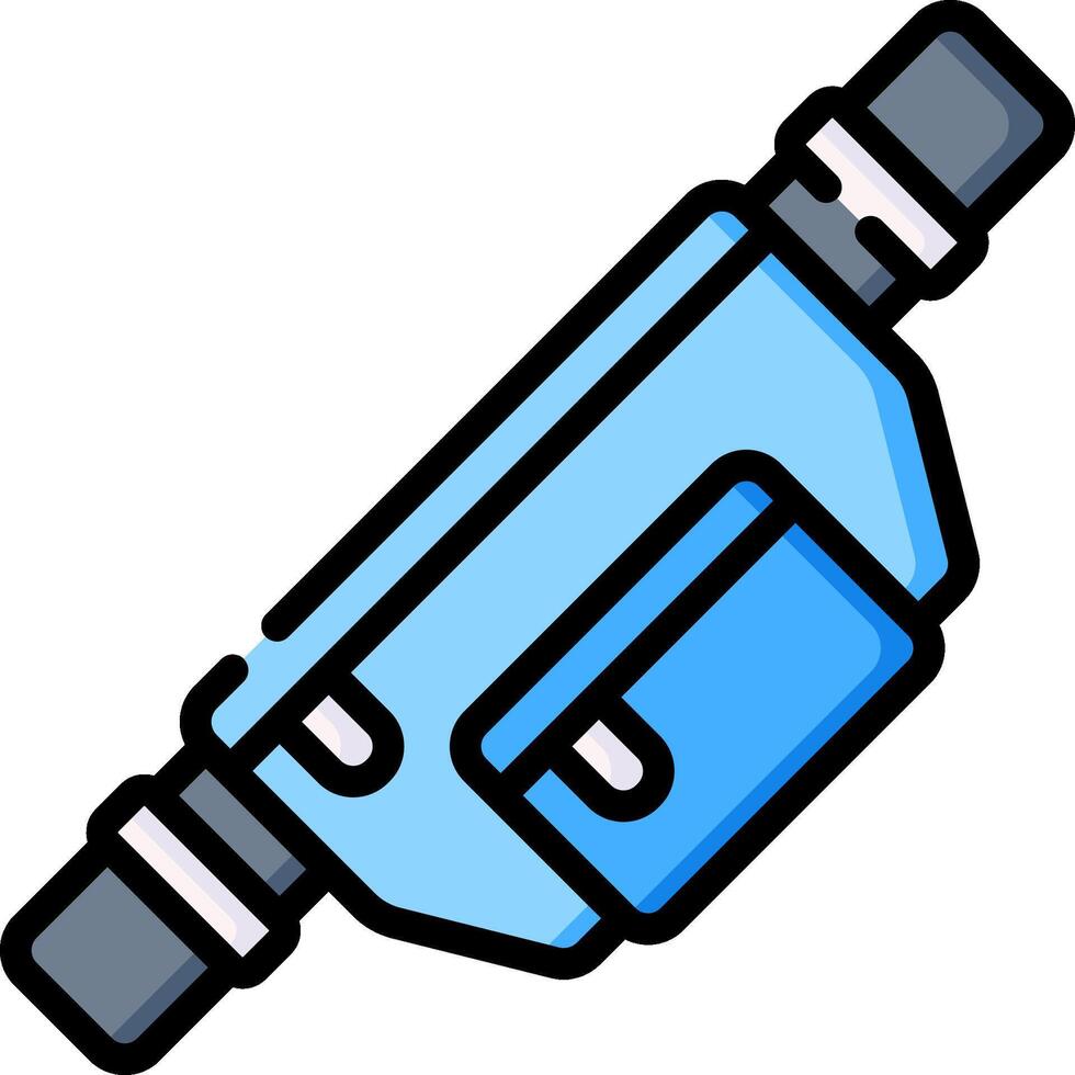 A blue fanny pack with a handle on it vector