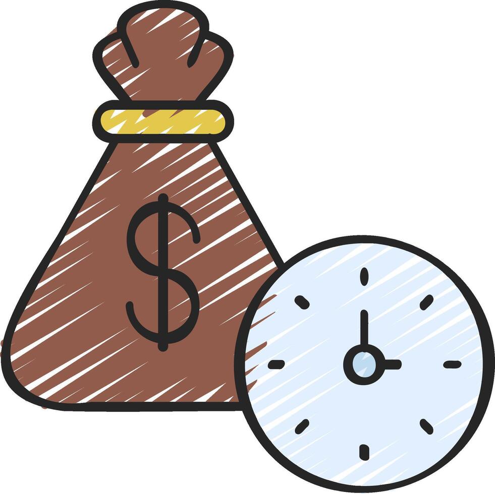 Money bag and clock illustration design vector