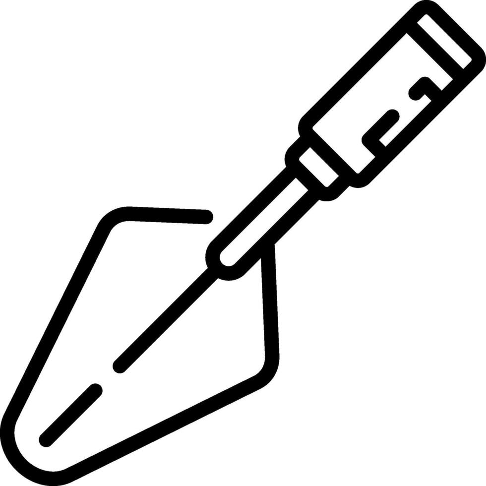 A black and white outline of a shovel vector