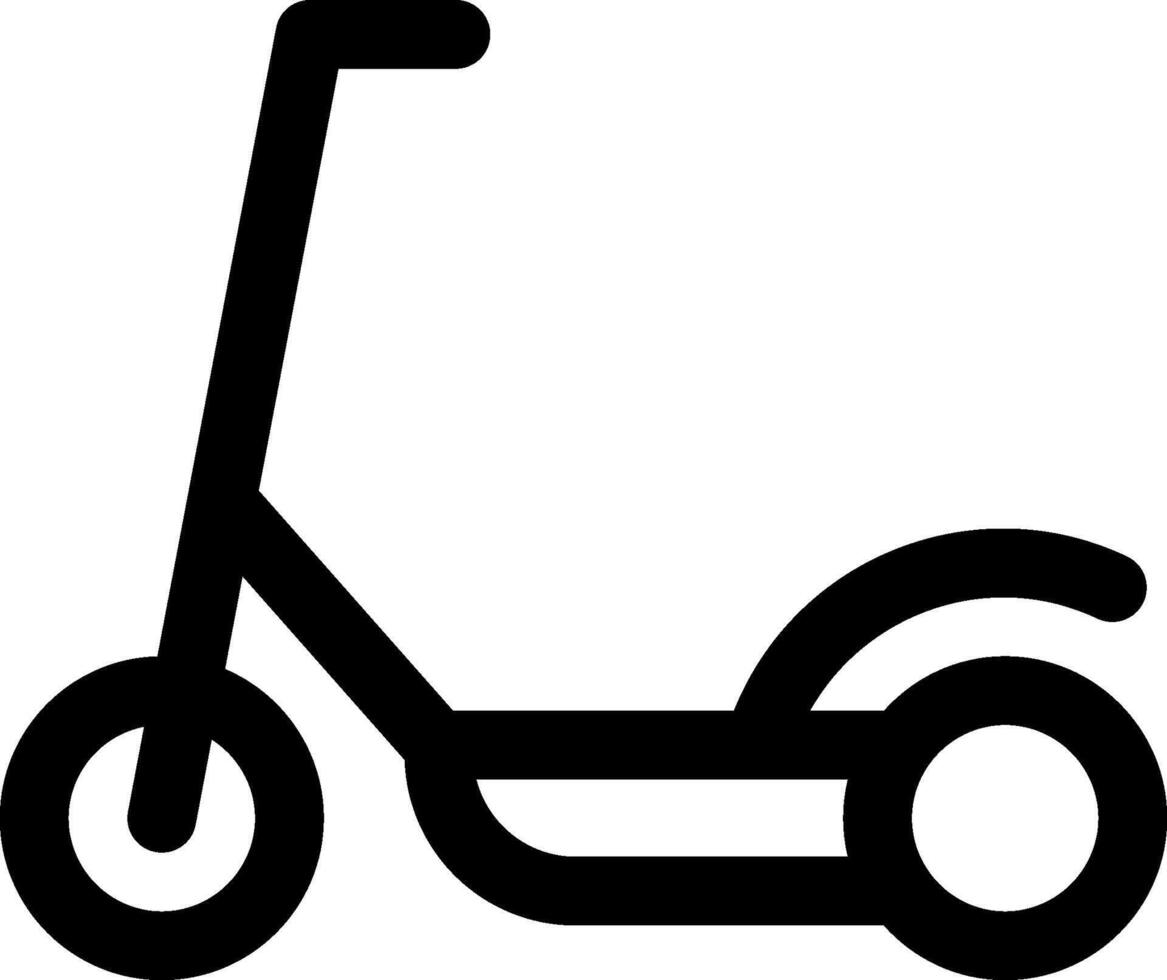A black and white illustration of a scooter vector