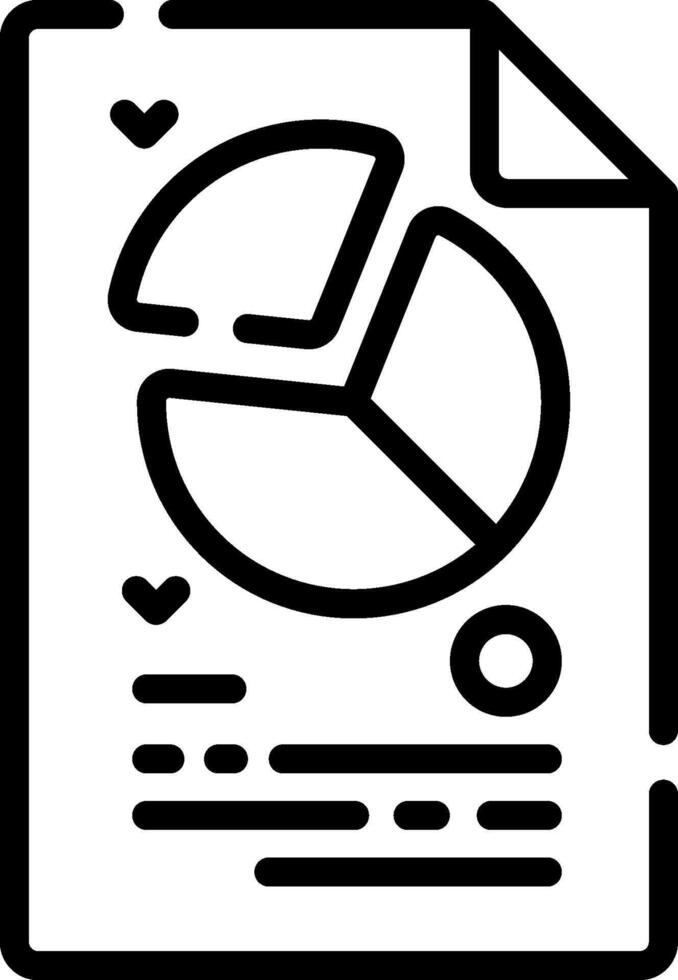 A black and white icon of a pie chart vector
