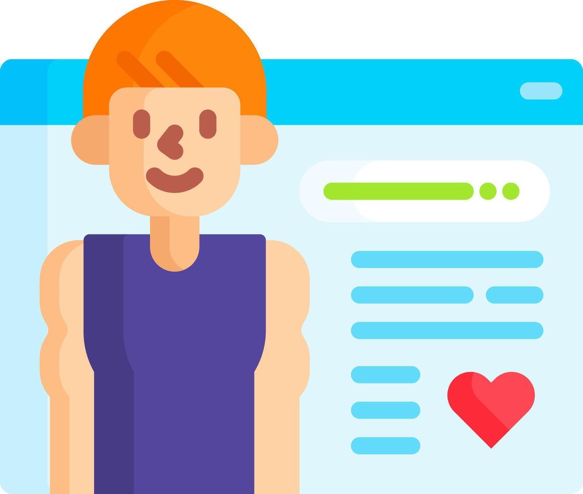 A man with a heart on his screen vector