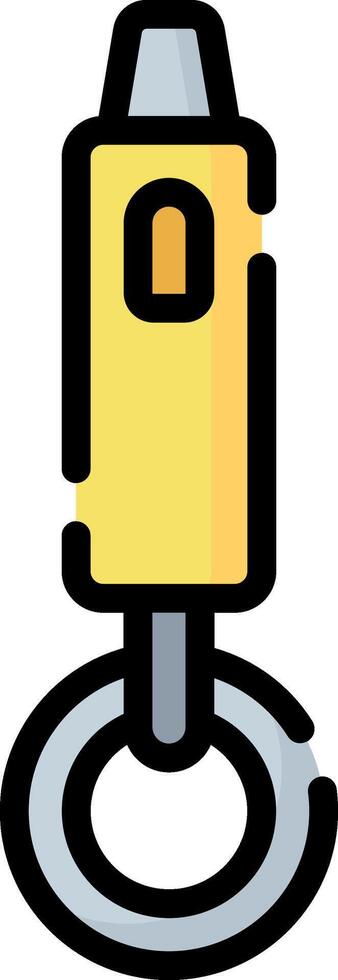 A yellow object with a black handle on it vector
