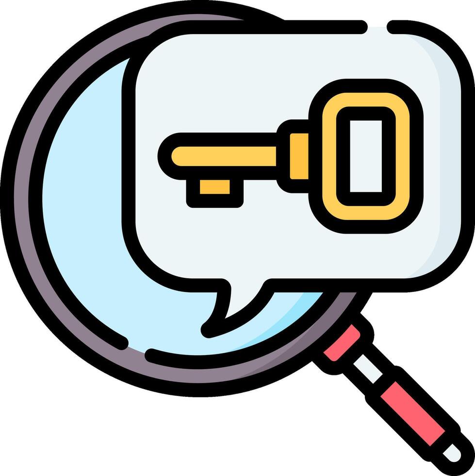 Key icon with magnifying glass illustration vector