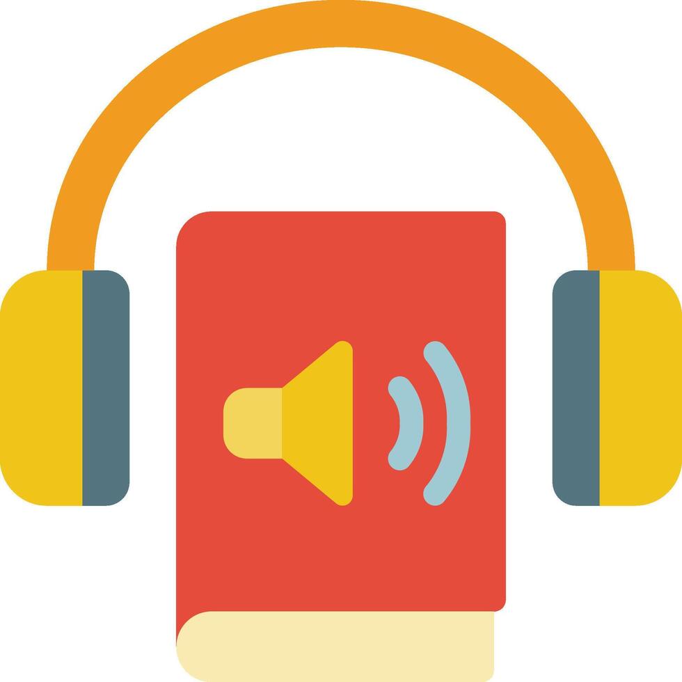 A book with headphones and a speaker icon vector