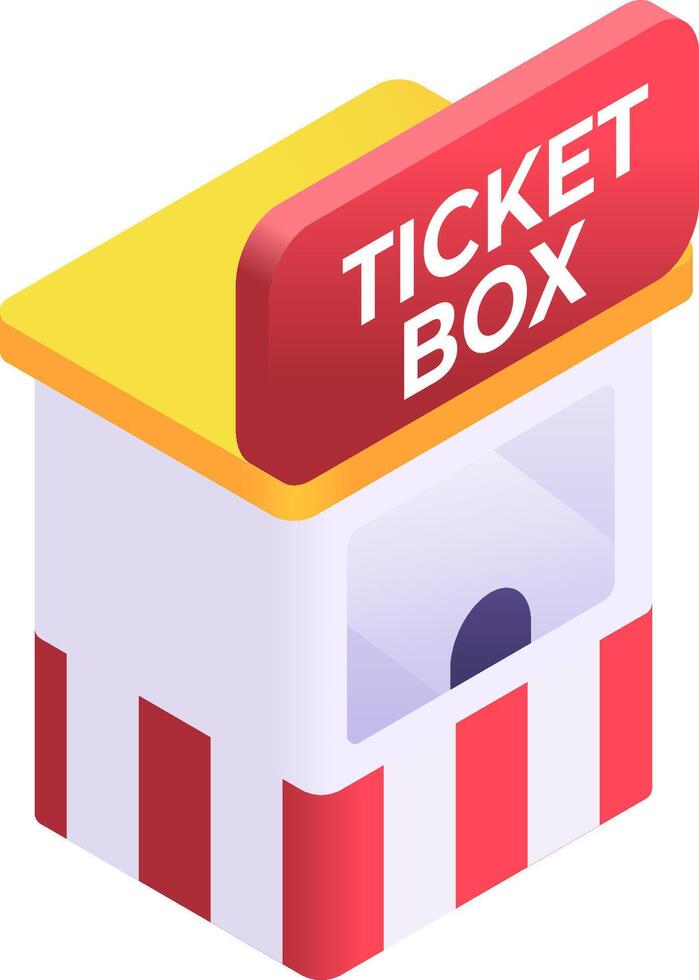 Ticket box isometric icon vector