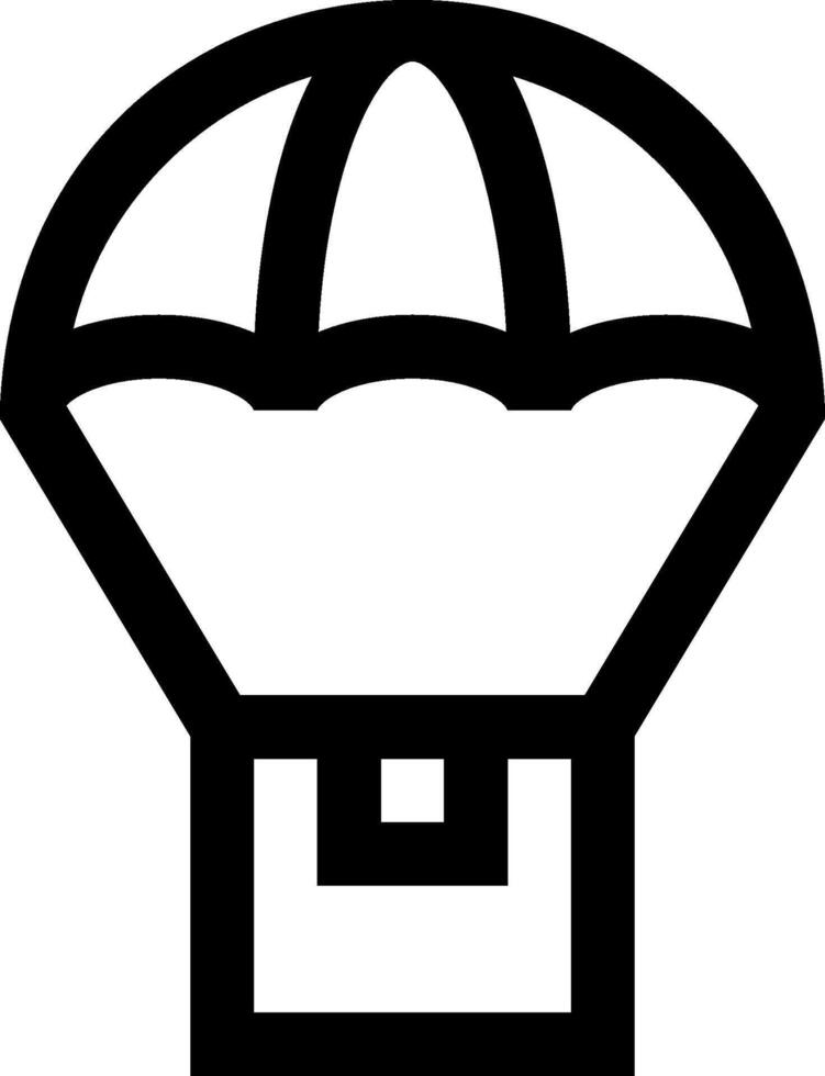 A black and white image of a parachute vector