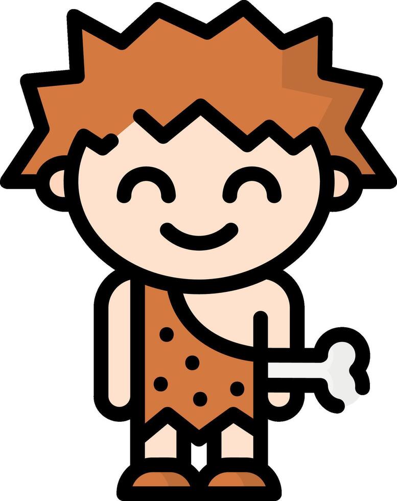 A cartoon caveman holding a bone vector