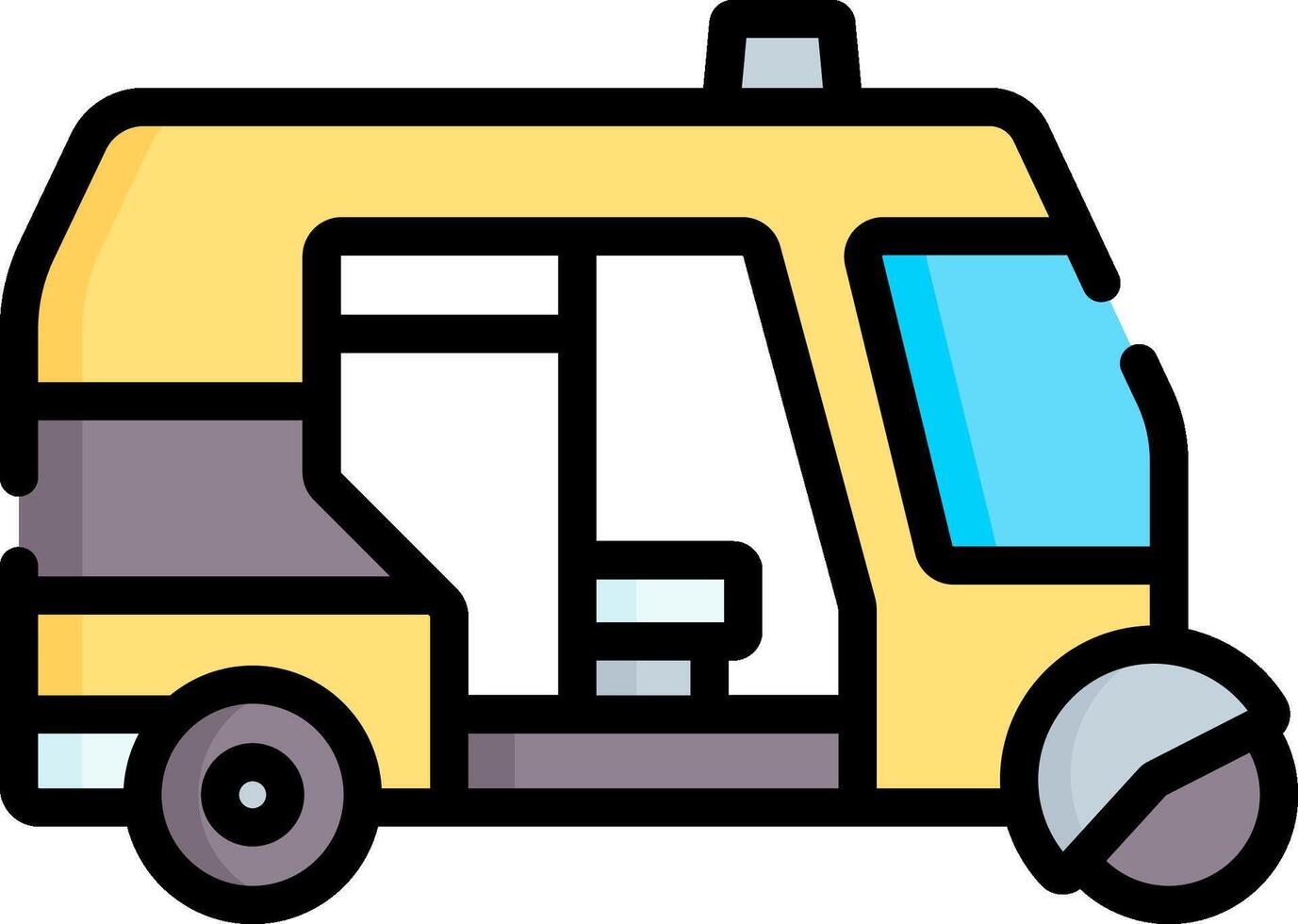 A yellow and blue bus with a driver vector
