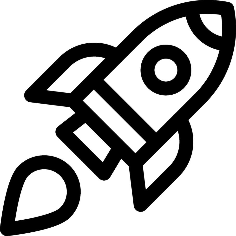 A black and white drawing of a rocket vector