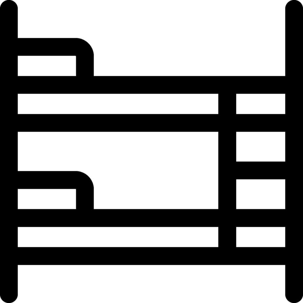 A black and white icon of a bed vector