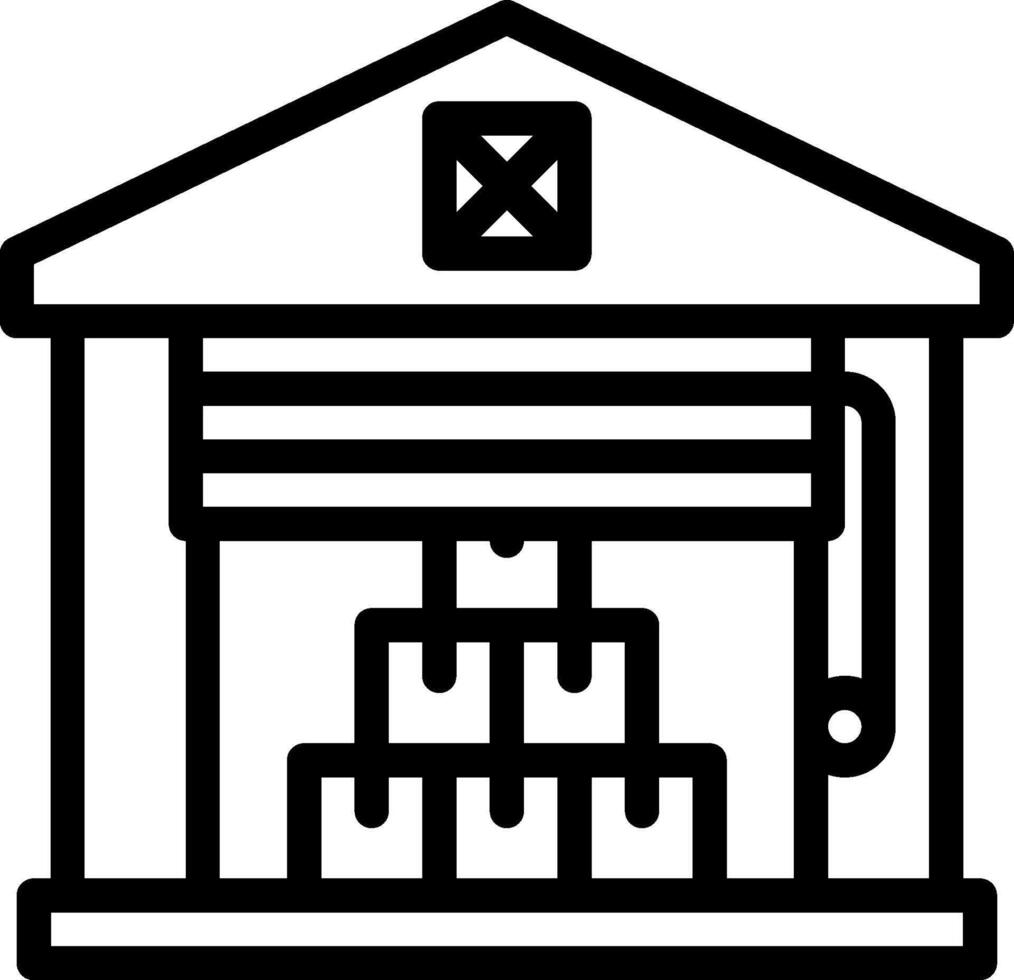 A black and white illustration of a warehouse vector