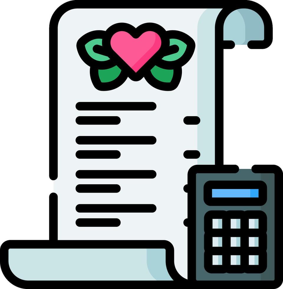 A calculator and a paper with a heart on it vector