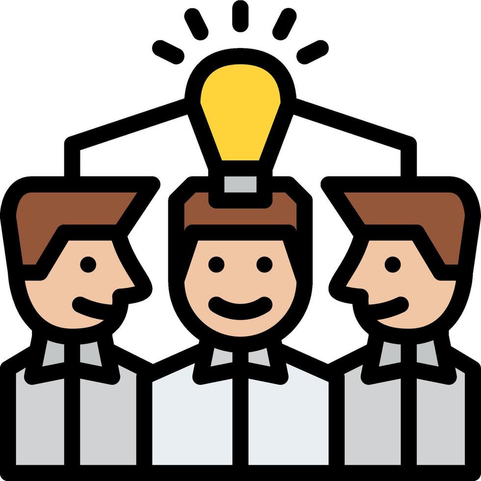 Three people with a light bulb above their heads vector