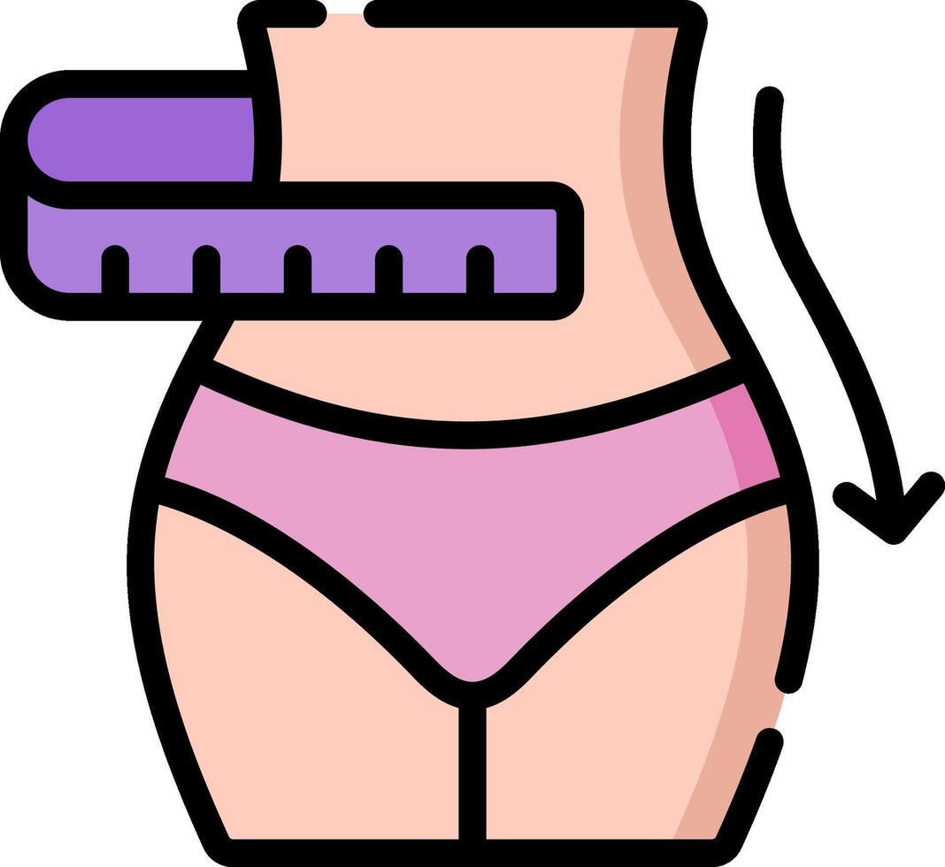 A woman's waist with a tape measure on it vector