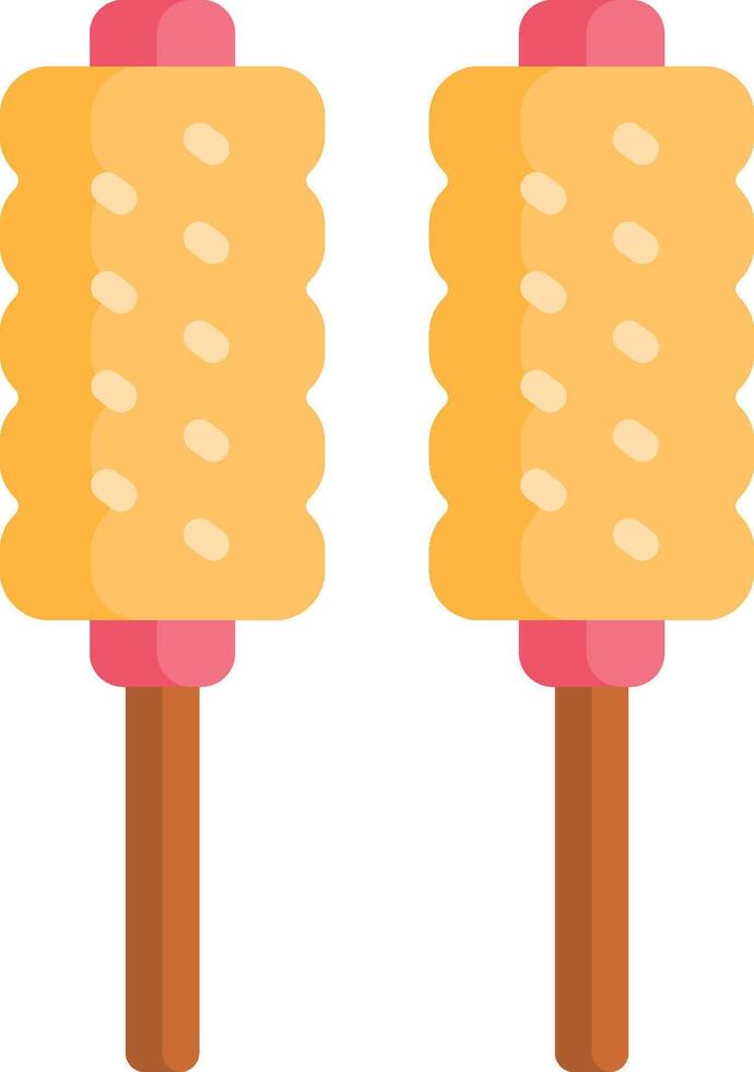 Two yellow and pink cotton candy sticks on a white background vector