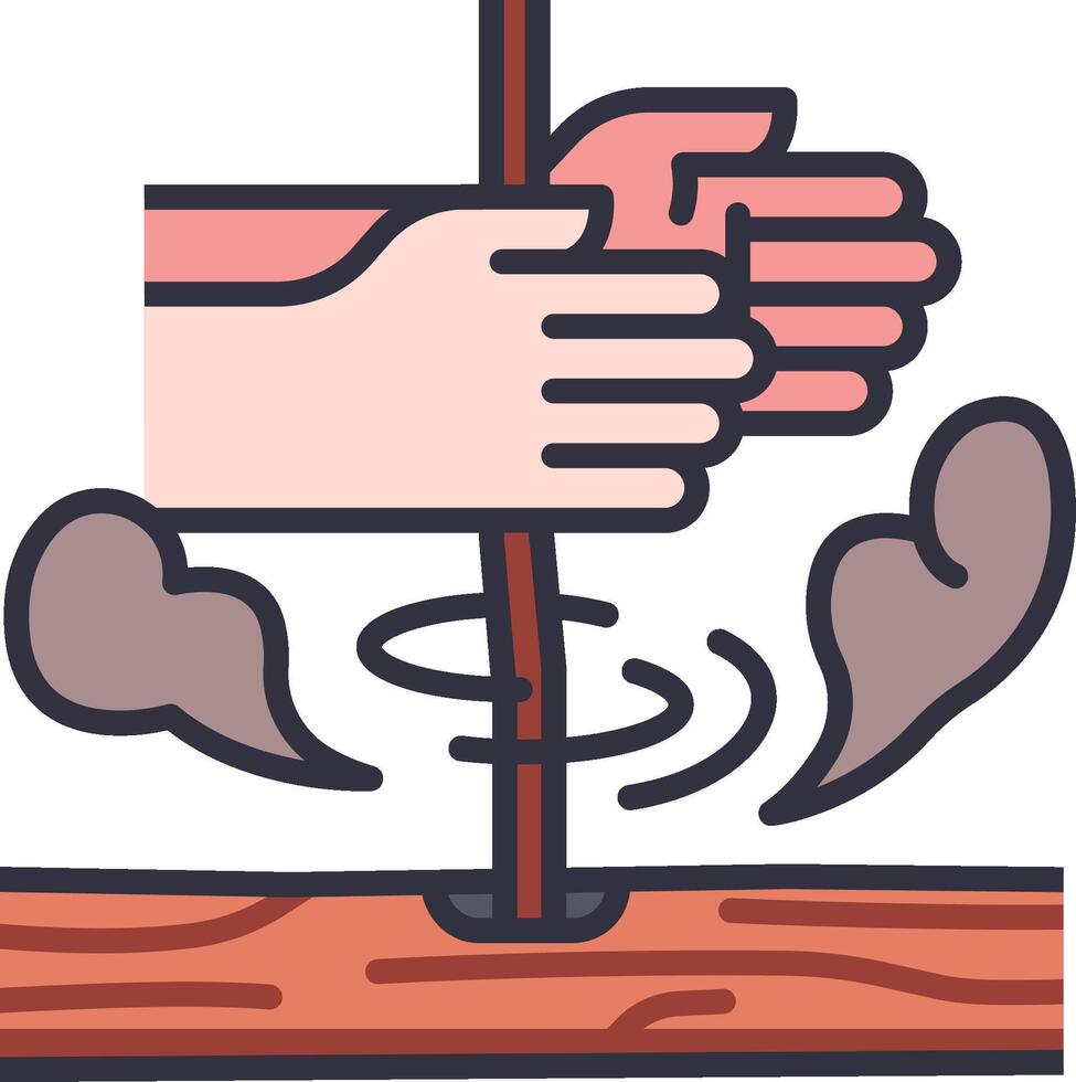 A hand holding a stick and a wooden pole vector